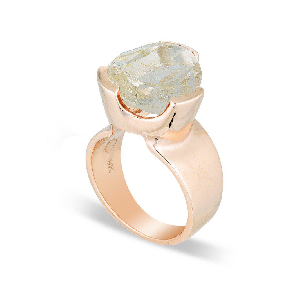 Original Tri-Cut Gemstone Ring - Rose Gold / Rutilated Quartz