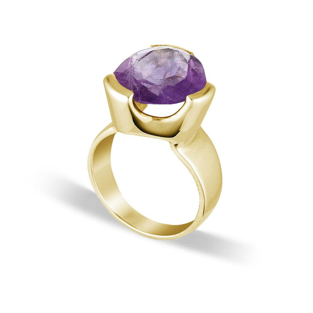 Women's Handmade 925 Sterling Silver 18k Gold Plated Amethyst Gemstone  Adjustable Ring, Weight: 3.52 at Rs 711/piece in Jaipur